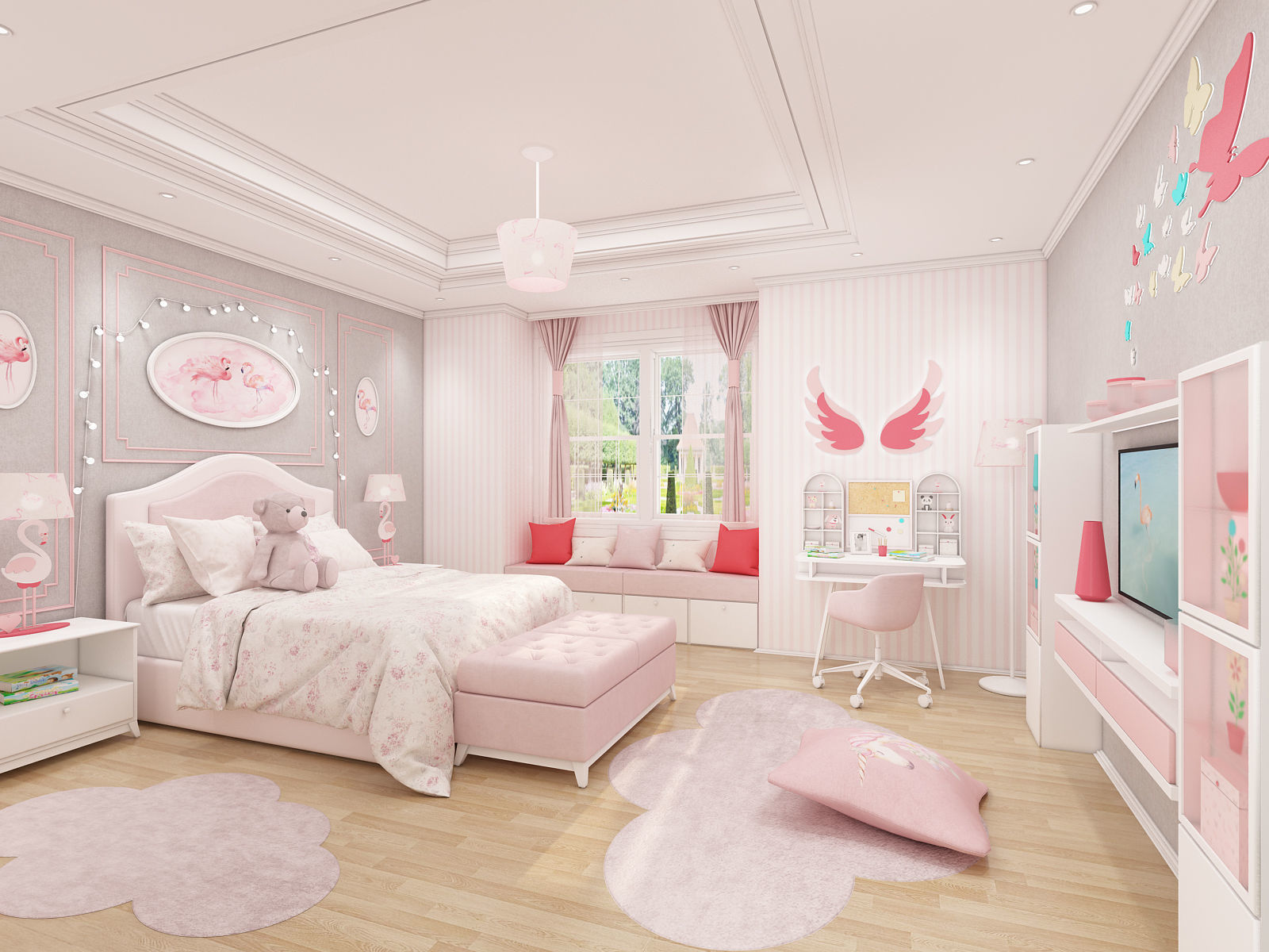 Girls bedroom interior design 3D model | CGTrader