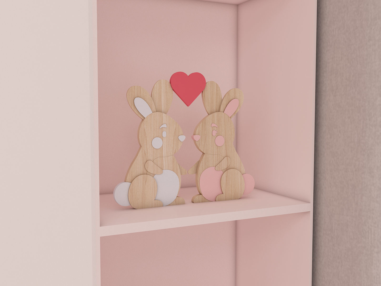 Girls bedroom interior design 3D model_11