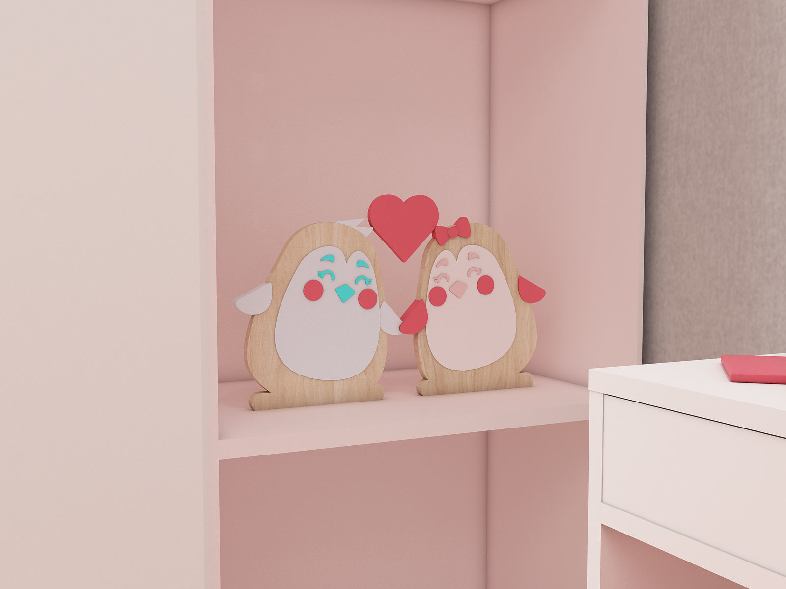 Girls bedroom interior design 3D model_13