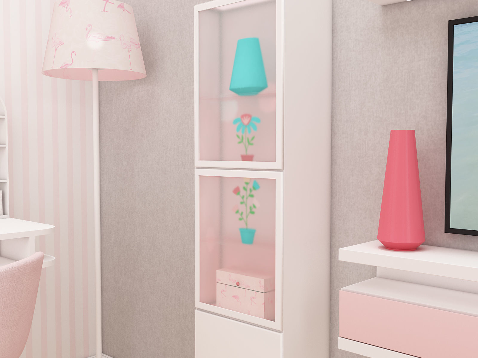Girls bedroom interior design 3D model_20