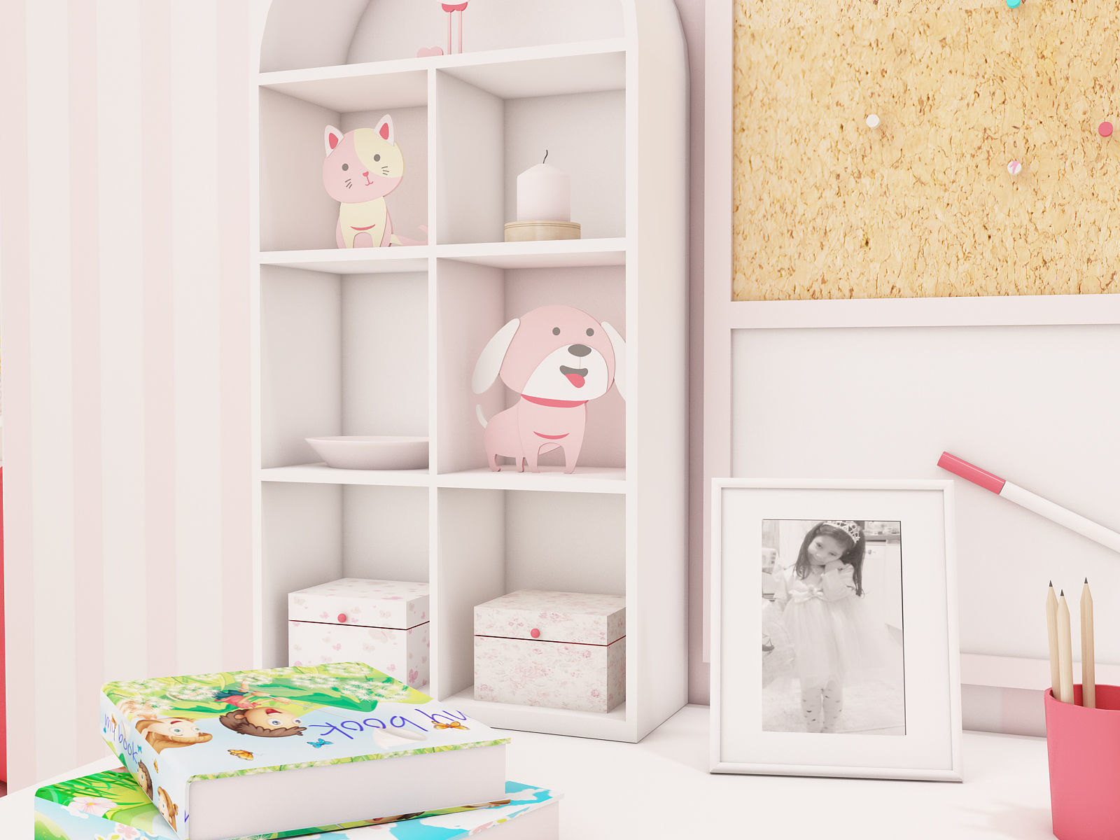 Girls bedroom interior design 3D model_18
