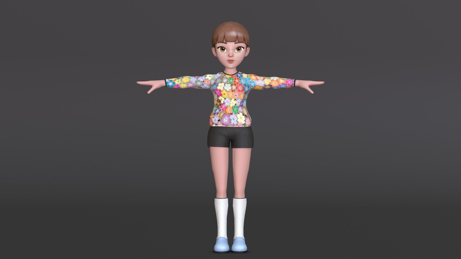 Young Girl Character Model Low-poly 3D model_8