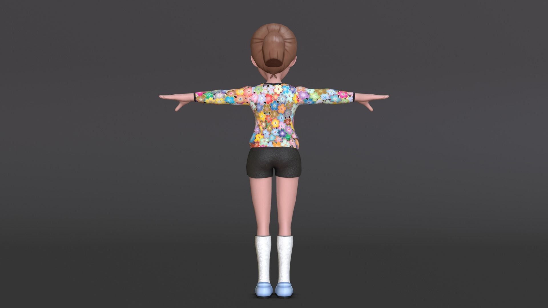 Young Girl Character Model Low-poly 3D model_10