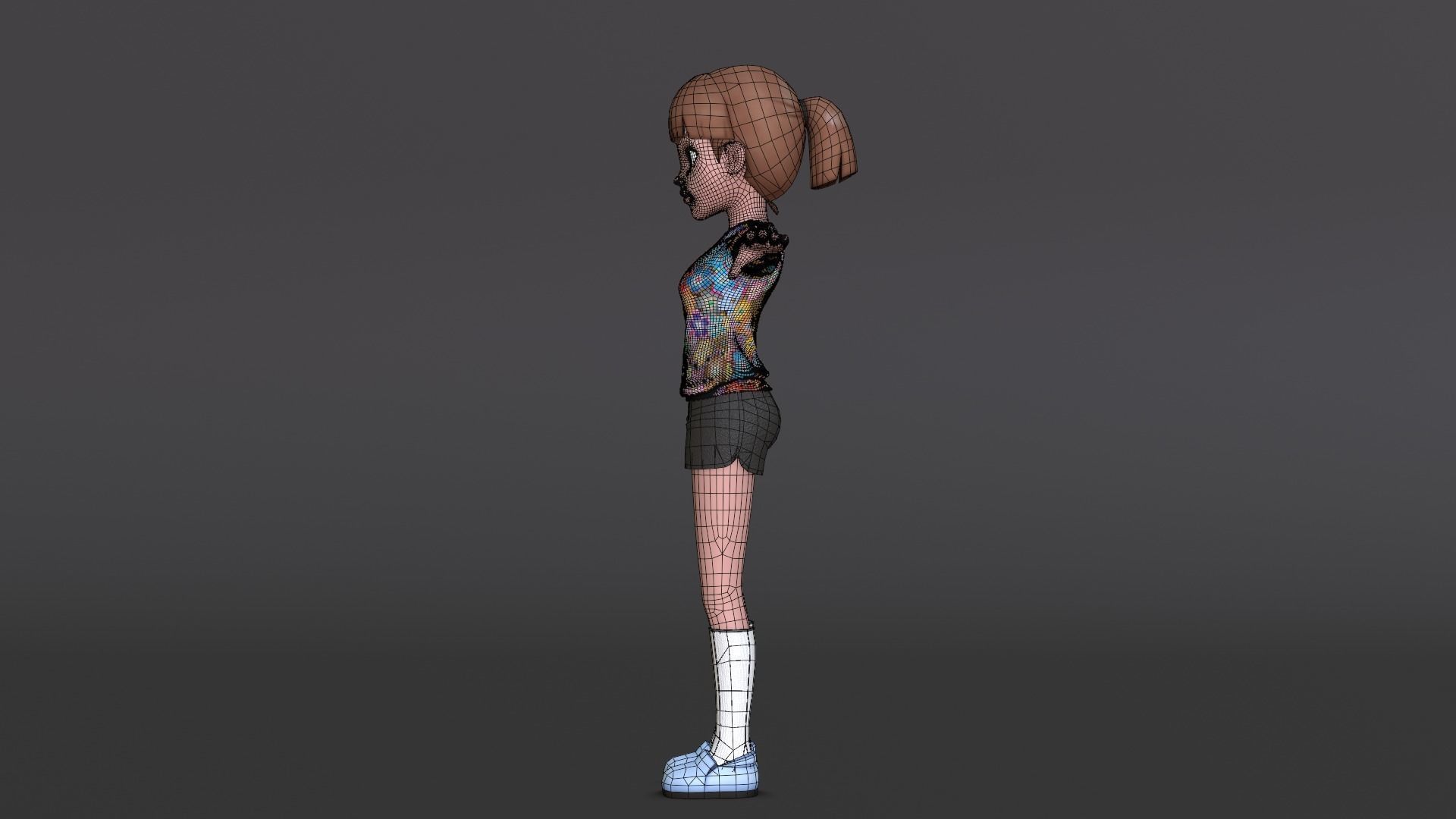 Young Girl Character Model Low-poly 3D model_21