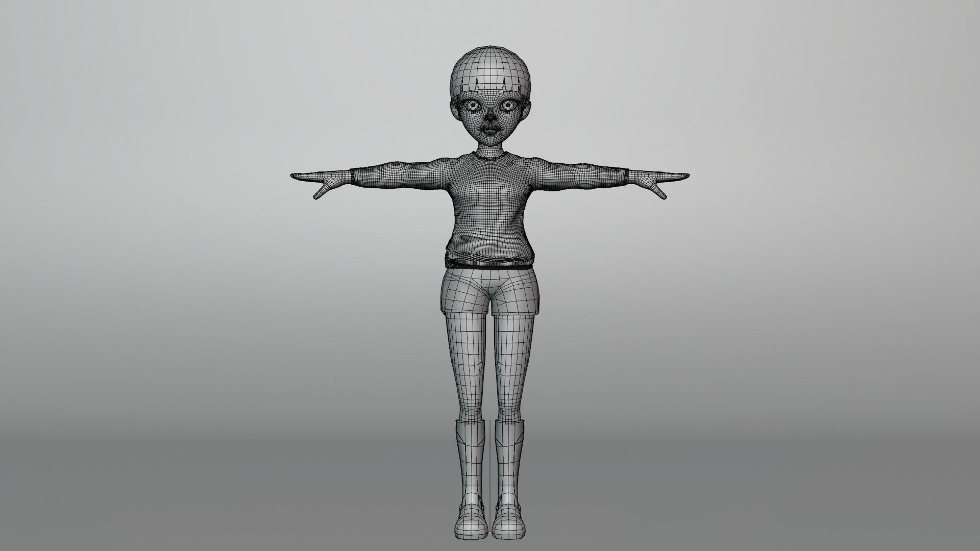 Young Girl Character Model Low-poly 3D model_16