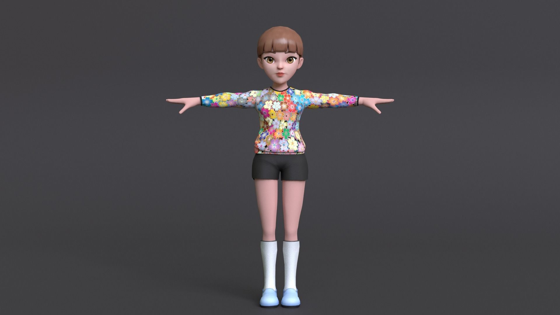Young Girl Character Model Low-poly 3D model_4
