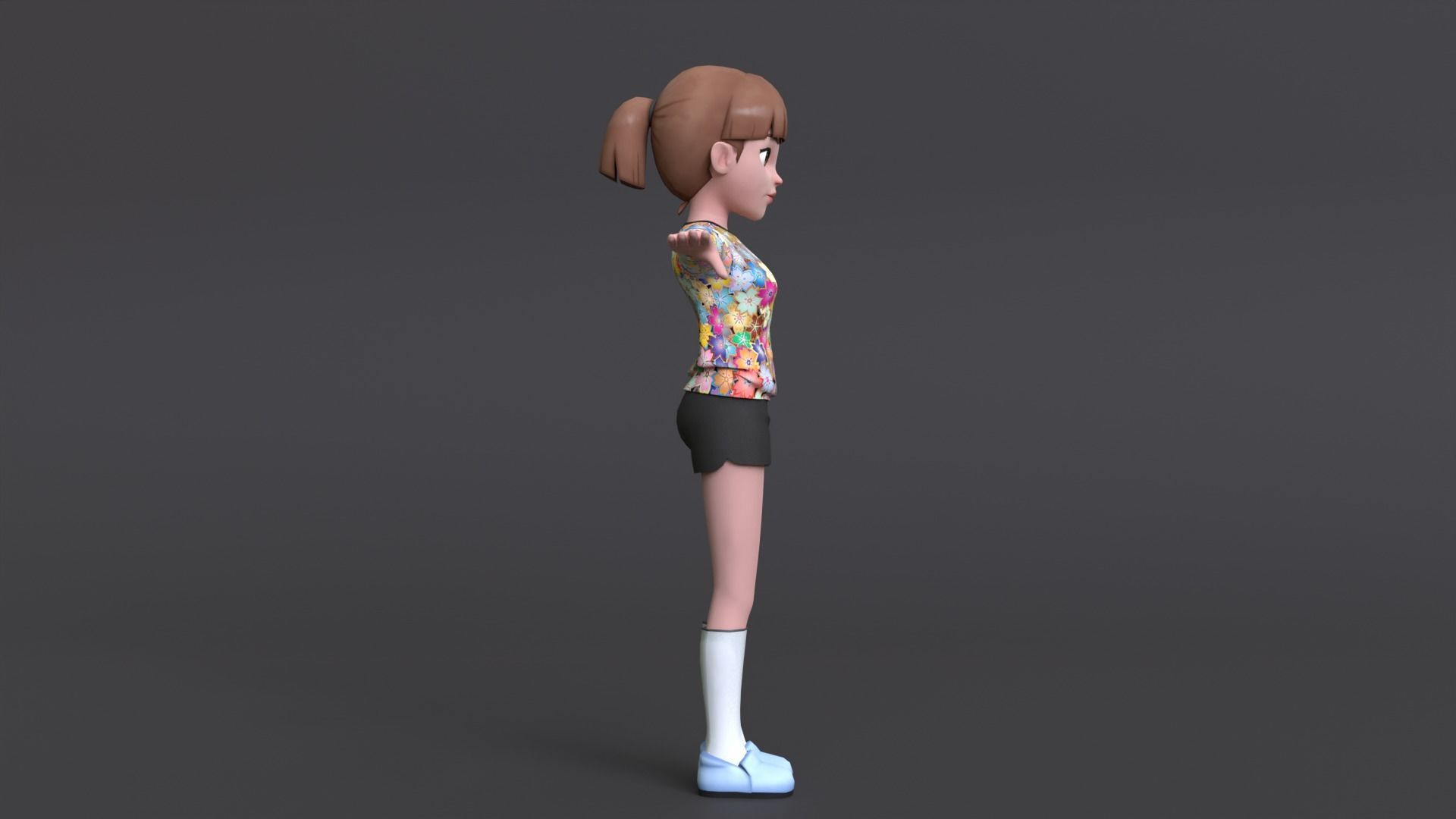 Young Girl Character Model Low-poly 3D model_7