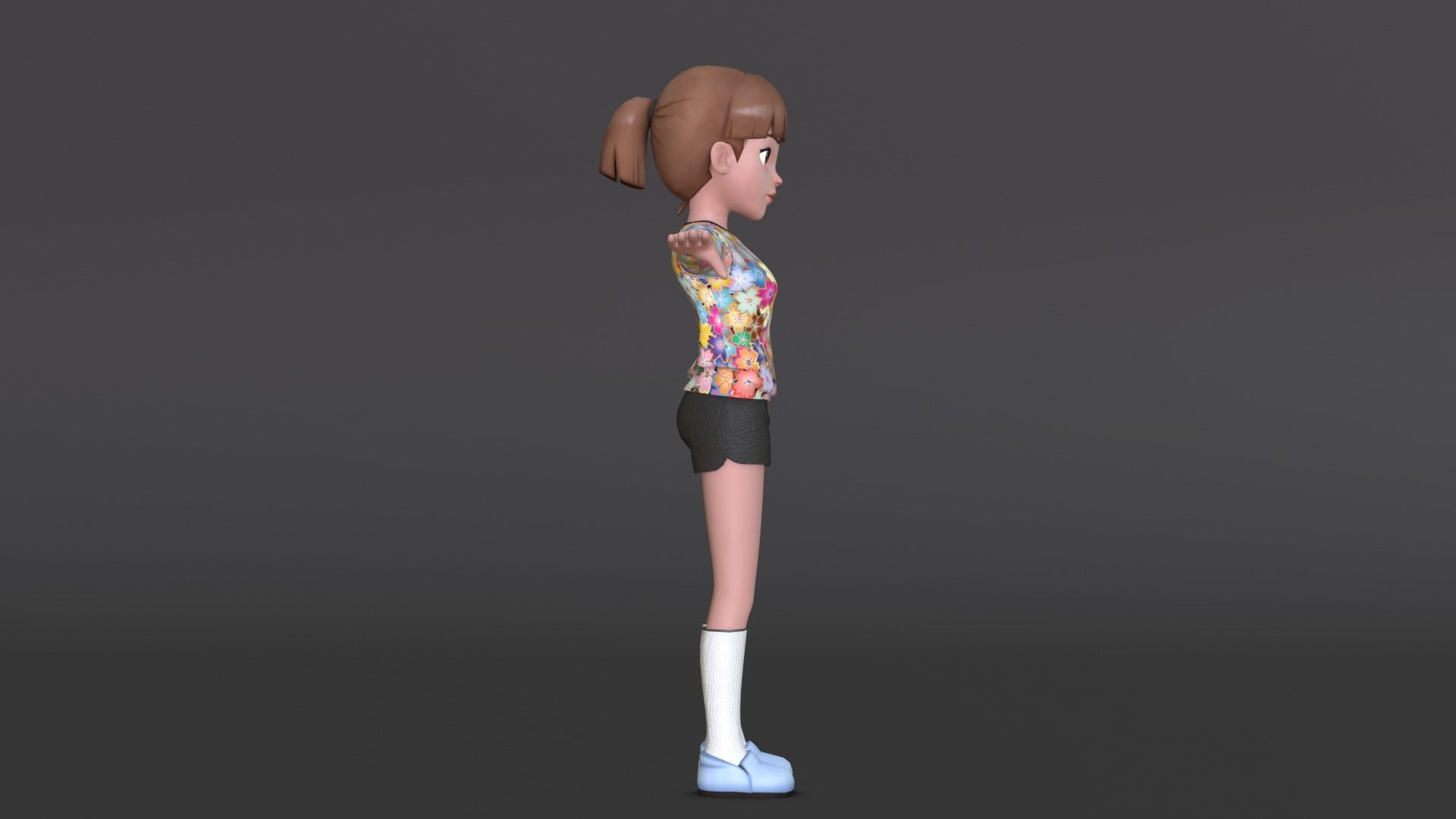 Young Girl Character Model Low-poly 3D model_11