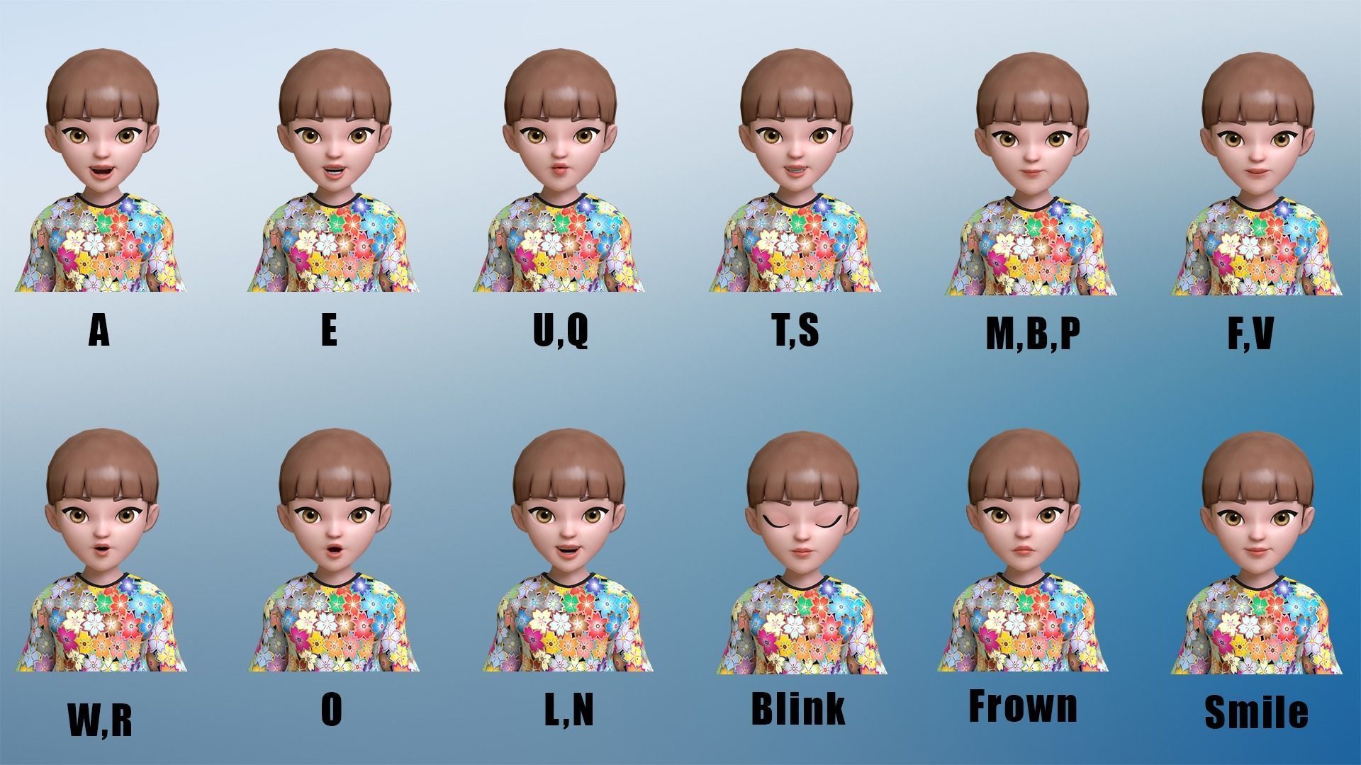 Young Girl Character Model Low-poly 3D model_2