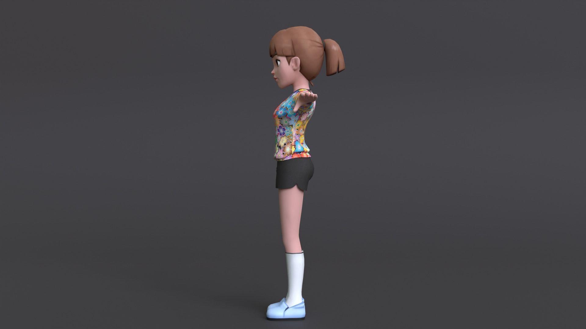 Young Girl Character Model Low-poly 3D model_5
