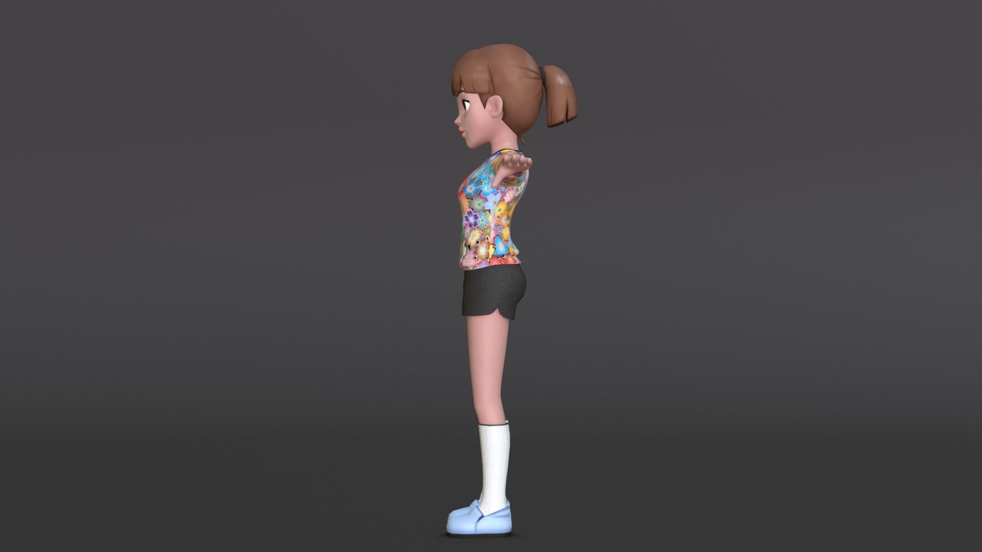 Young Girl Character Model Low-poly 3D model_9