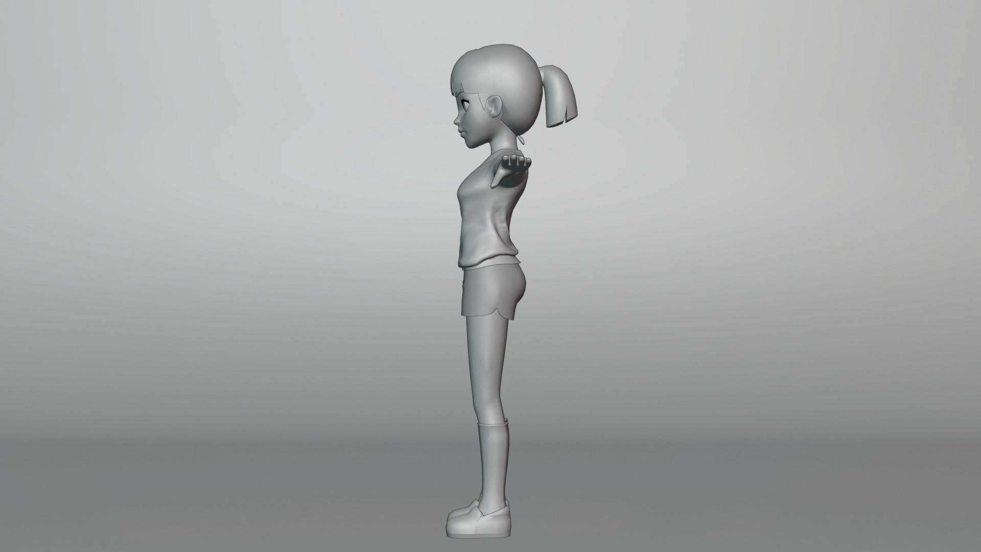 Young Girl Character Model Low-poly 3D model_13