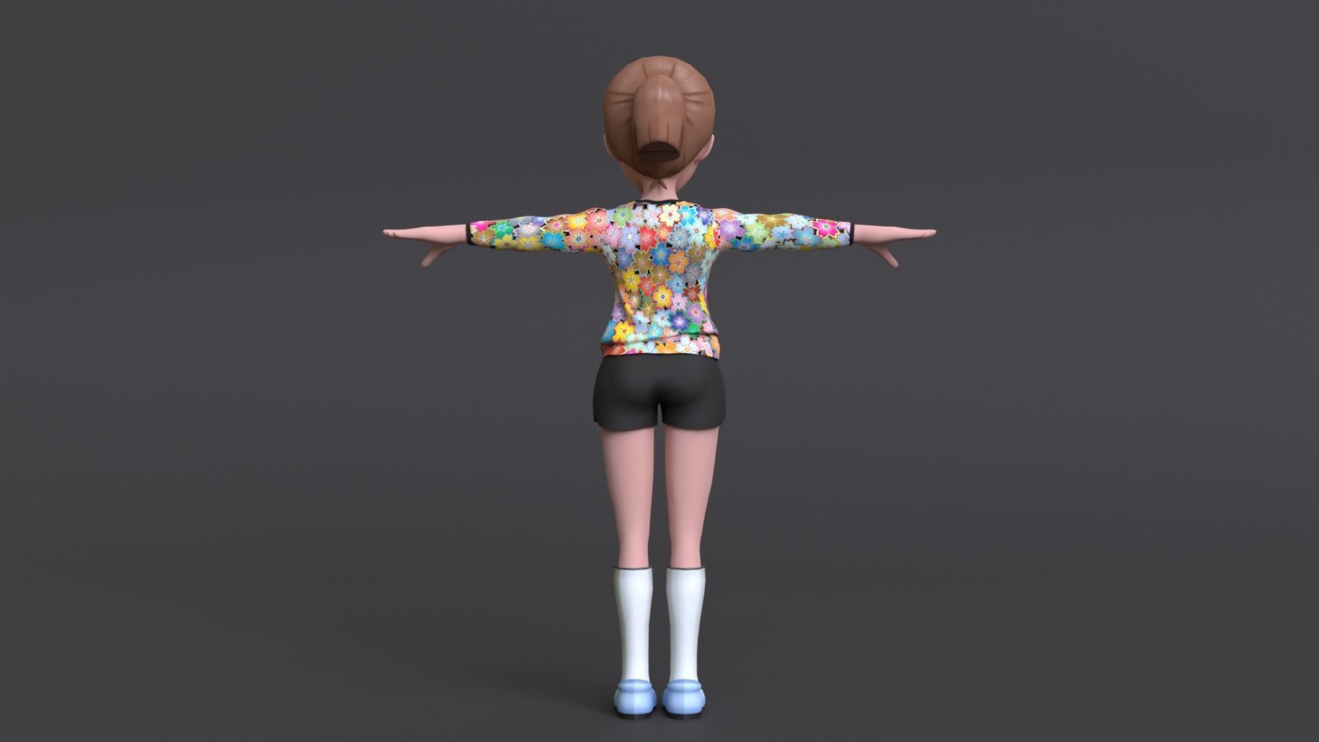 Young Girl Character Model Low-poly 3D model_6