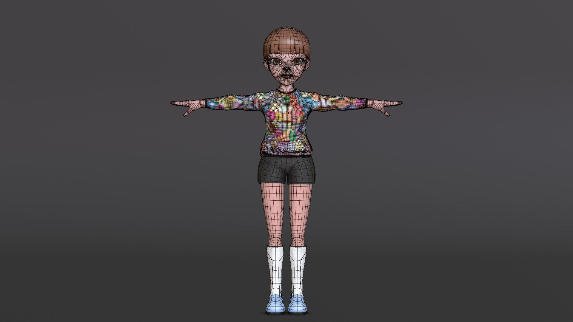 Young Girl Character Model Low-poly 3D model_20