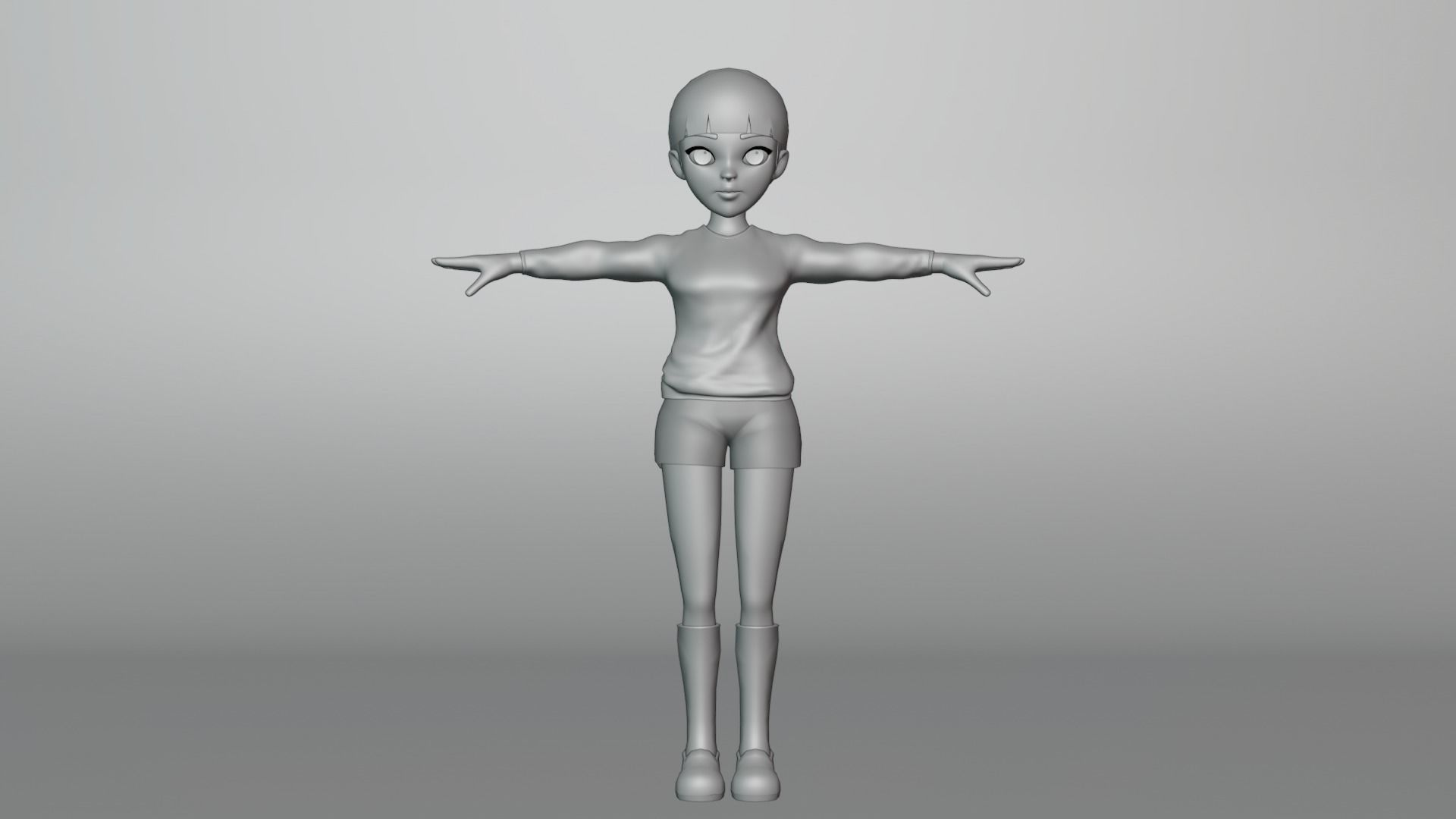 Young Girl Character Model Low-poly 3D model_12