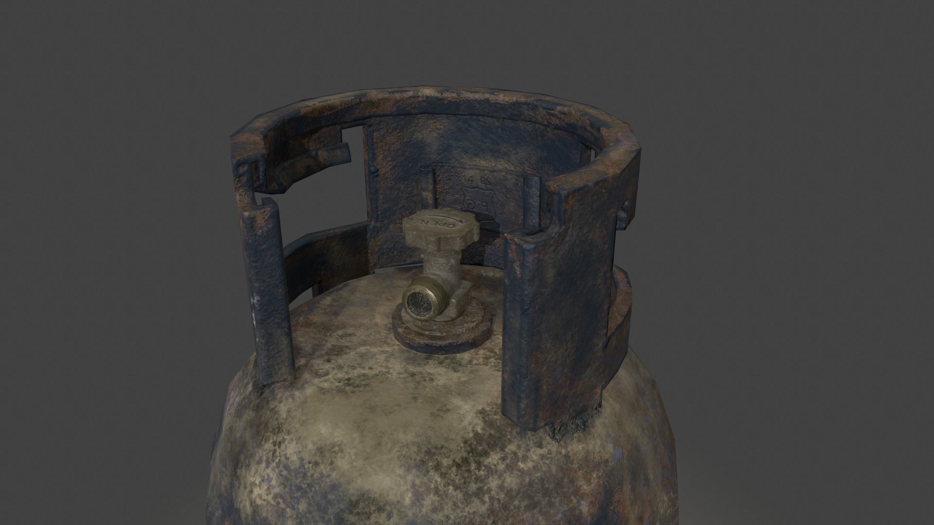 Oriental rusted gas cylinder 2 PBR Low-poly 3D model_5
