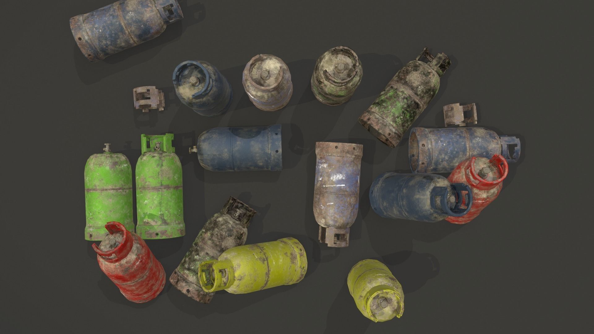 Oriental rusted gas cylinder 2 PBR Low-poly 3D model_2