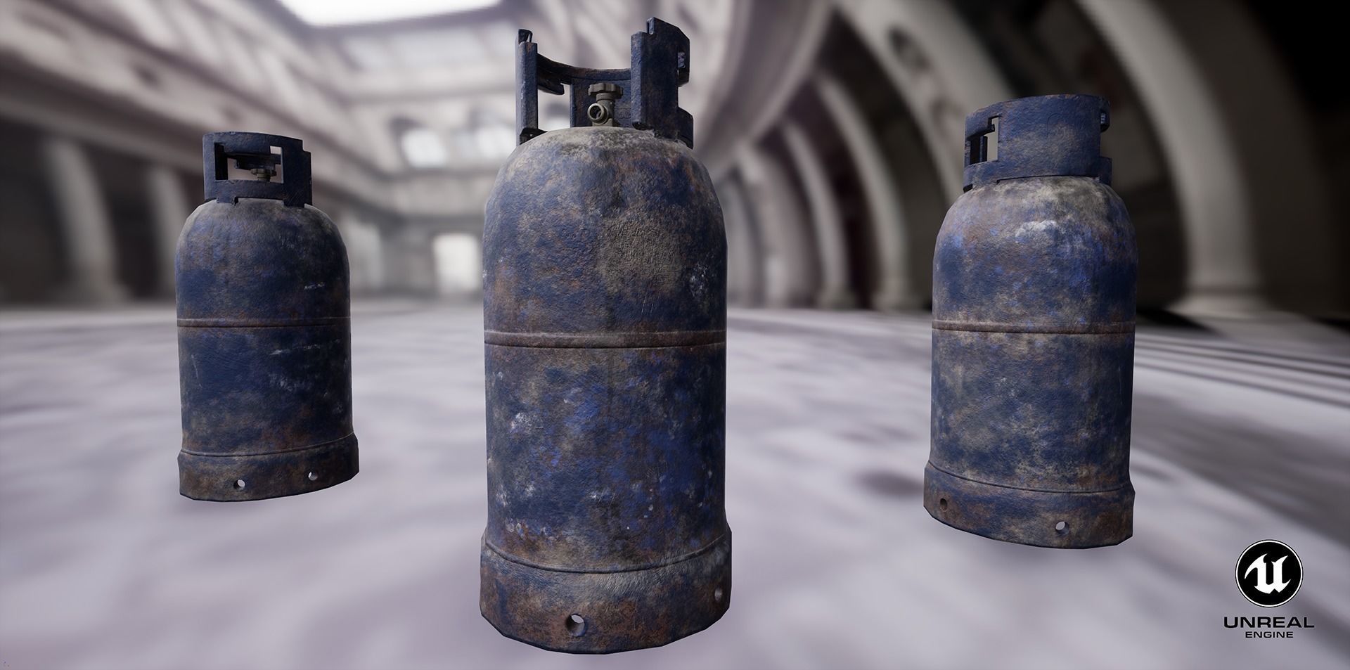 Oriental rusted gas cylinder 2 PBR Low-poly 3D model_13