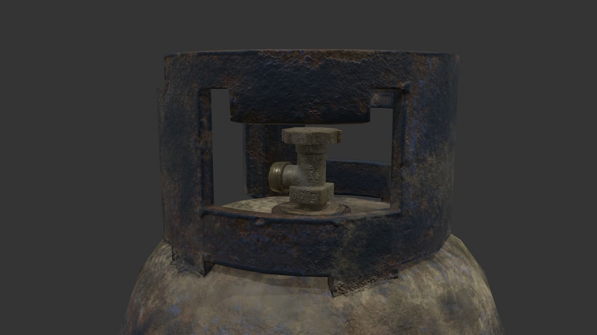 Oriental rusted gas cylinder 2 PBR Low-poly 3D model_6