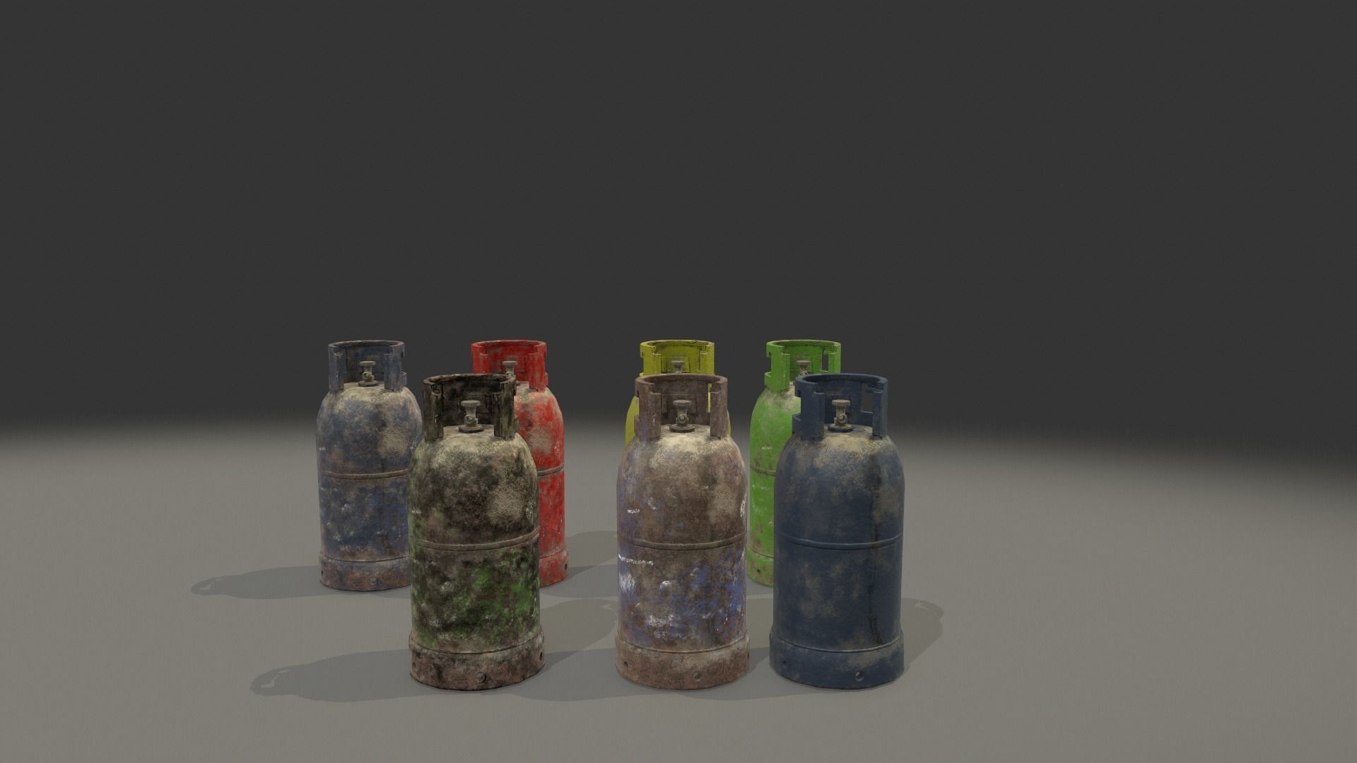 Oriental rusted gas cylinder 2 PBR Low-poly 3D model_7