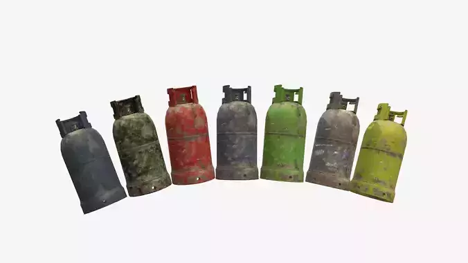 Oriental rusted gas cylinder 2 PBR Low-poly 3D model