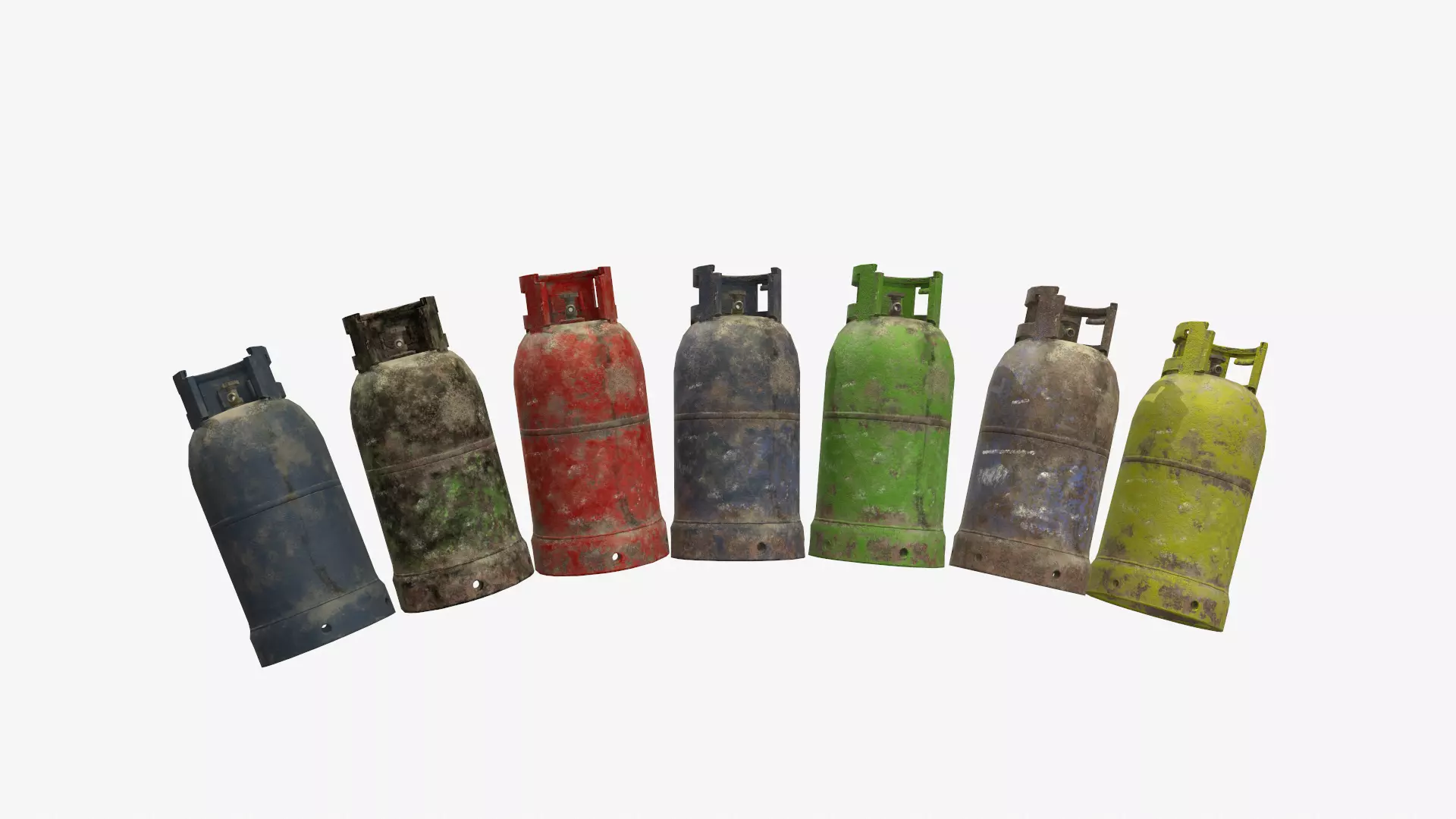 Oriental rusted gas cylinder 2 PBR Low-poly 3D model_0