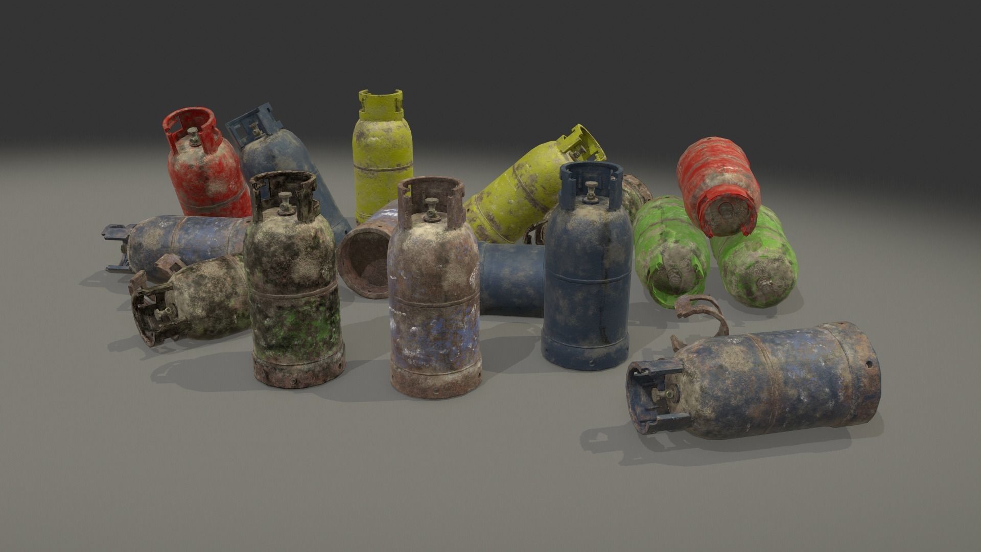 Oriental rusted gas cylinder 2 PBR Low-poly 3D model_3