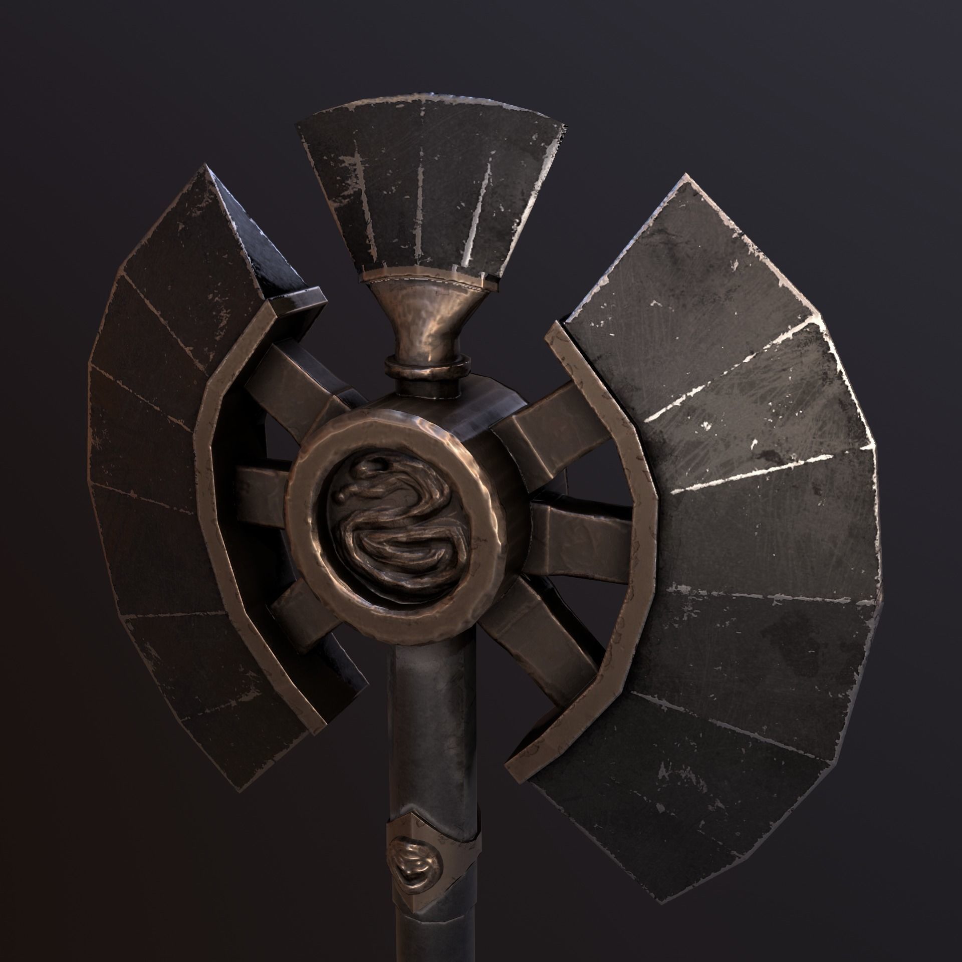 Stylize-Axe 3 sword Low-poly 3D model_9