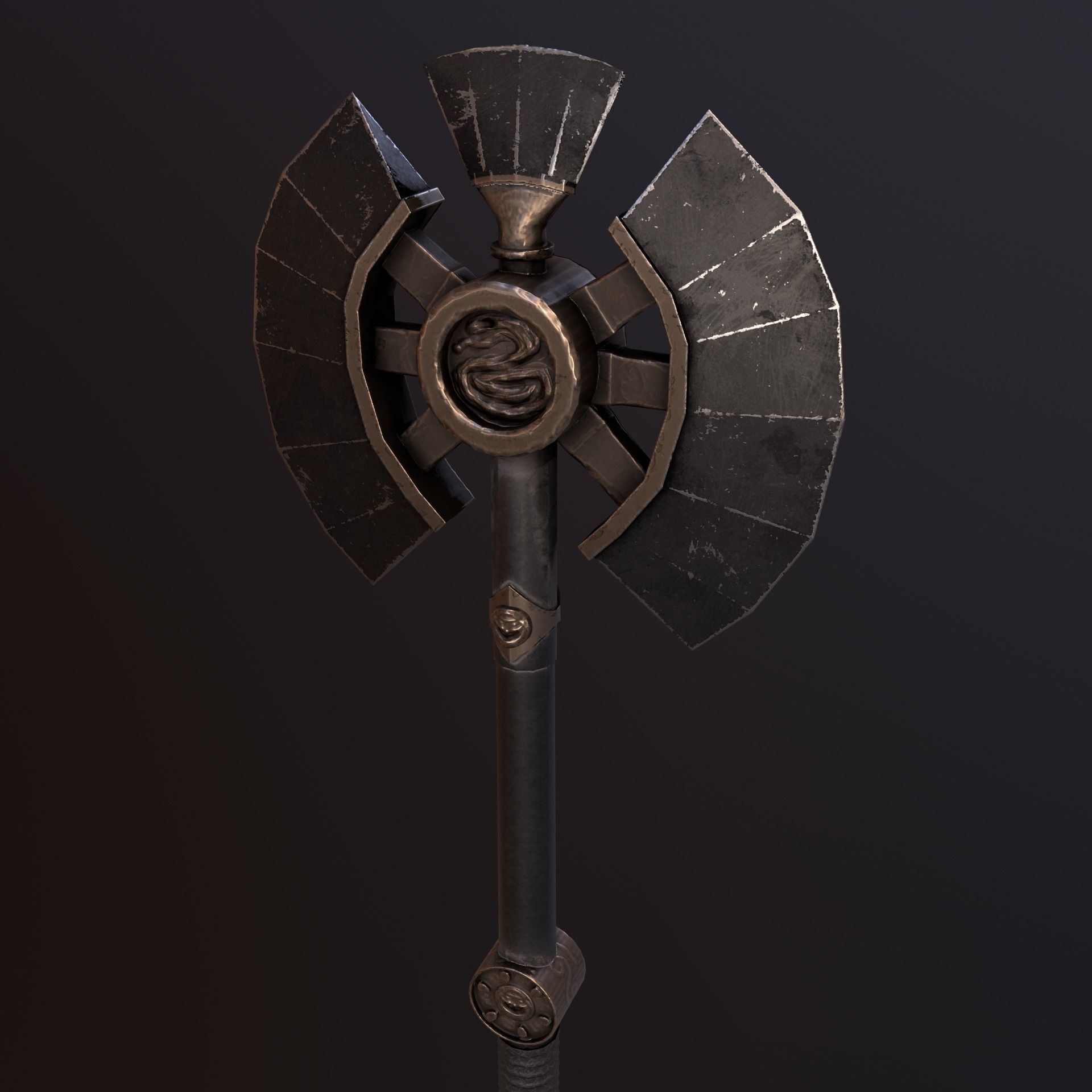 Stylize-Axe 3 sword Low-poly 3D model_10
