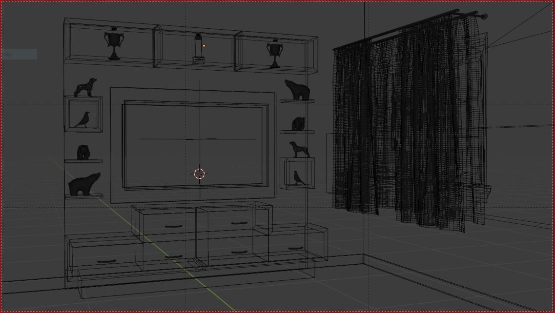 TV Furniture Model with Hall Scene Blender Low-poly 3D model_3