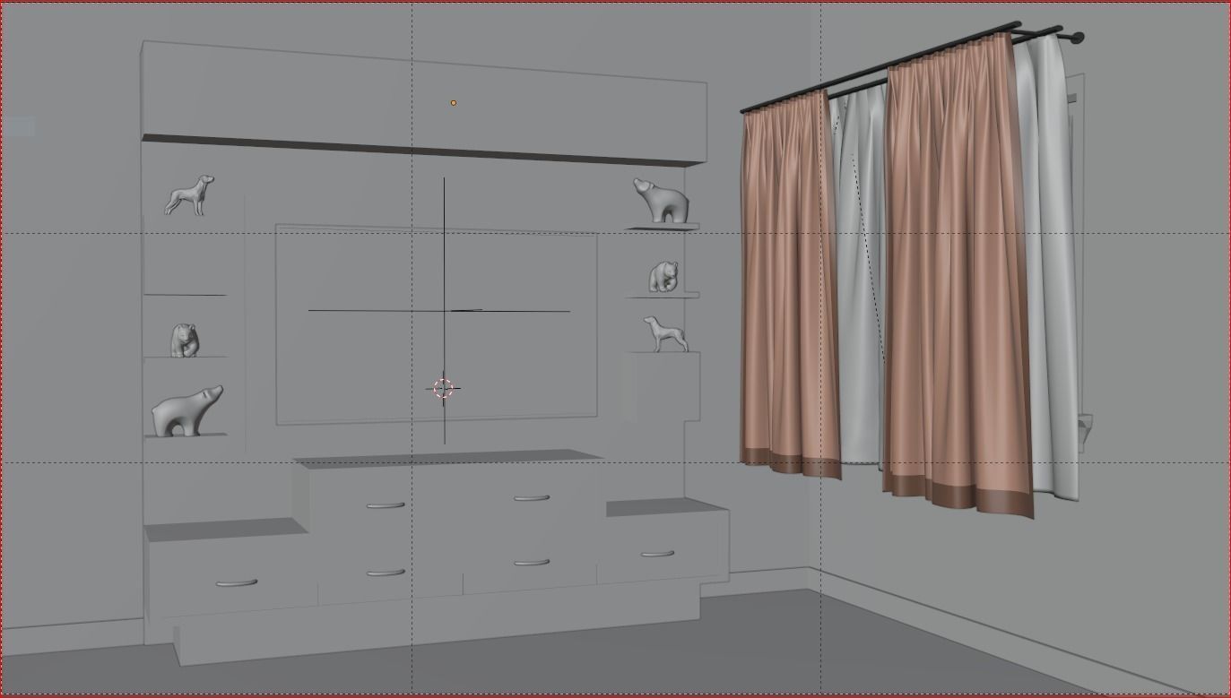 TV Furniture Model with Hall Scene Blender Low-poly 3D model_2