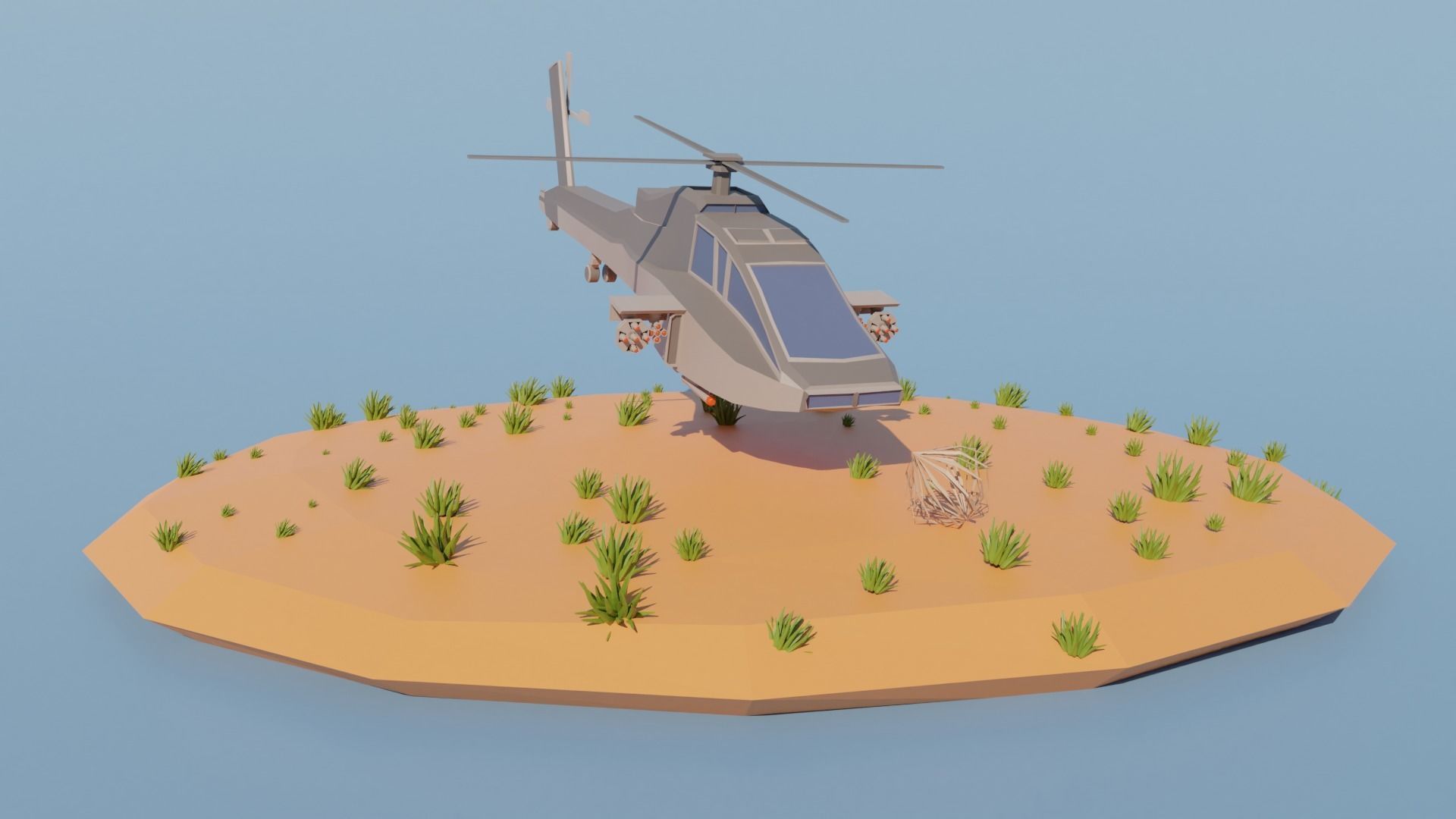 Desert military base Low-poly 3D model_10