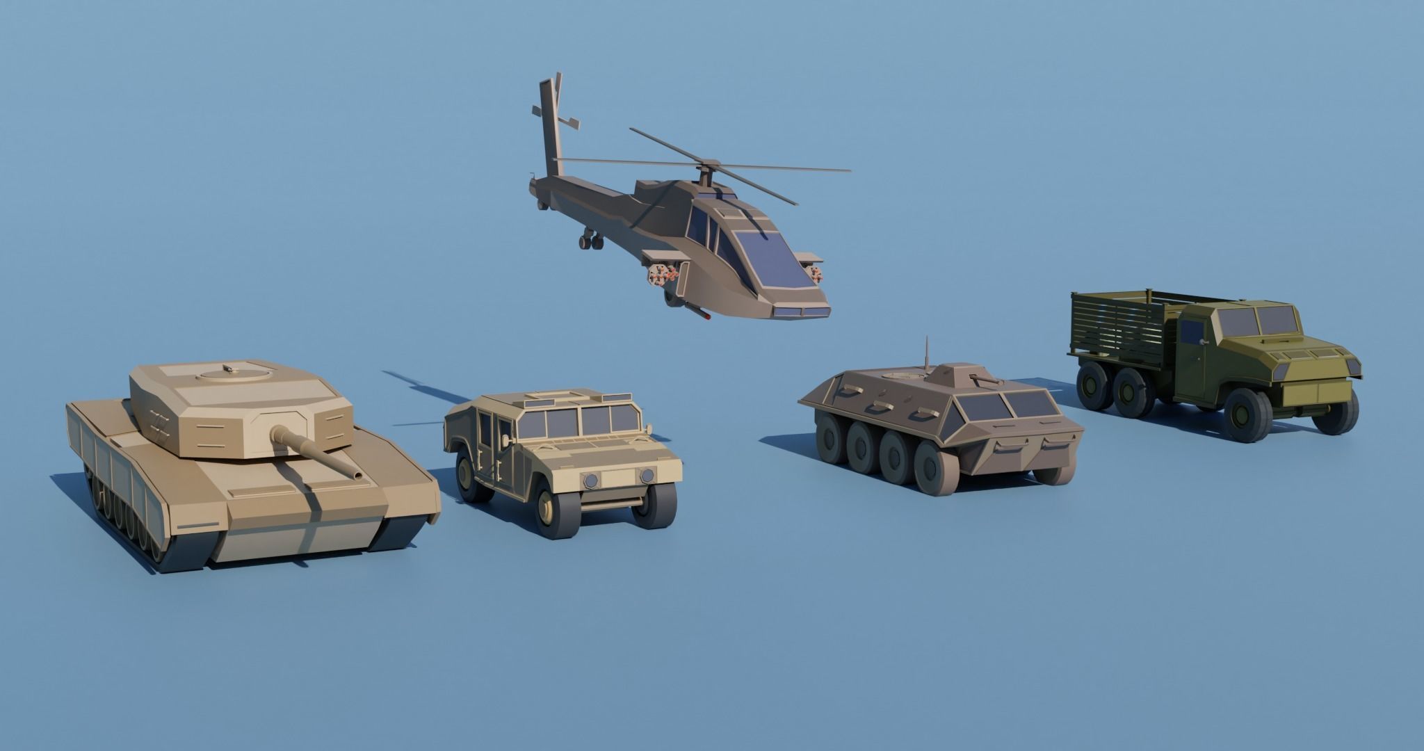 Desert military base Low-poly 3D model_7