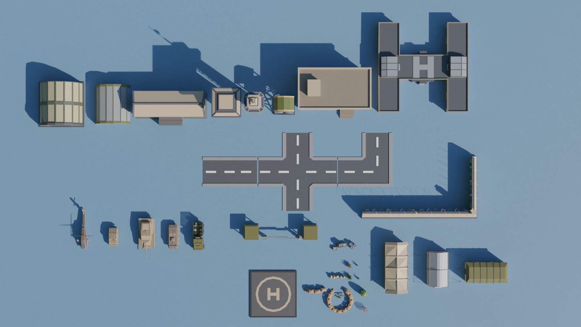 Desert military base Low-poly 3D model_3