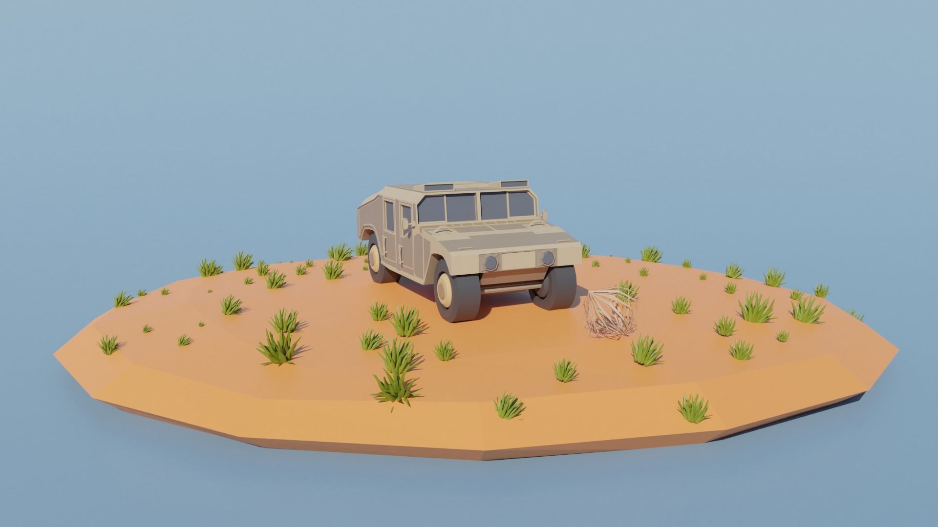 Desert military base Low-poly 3D model_9