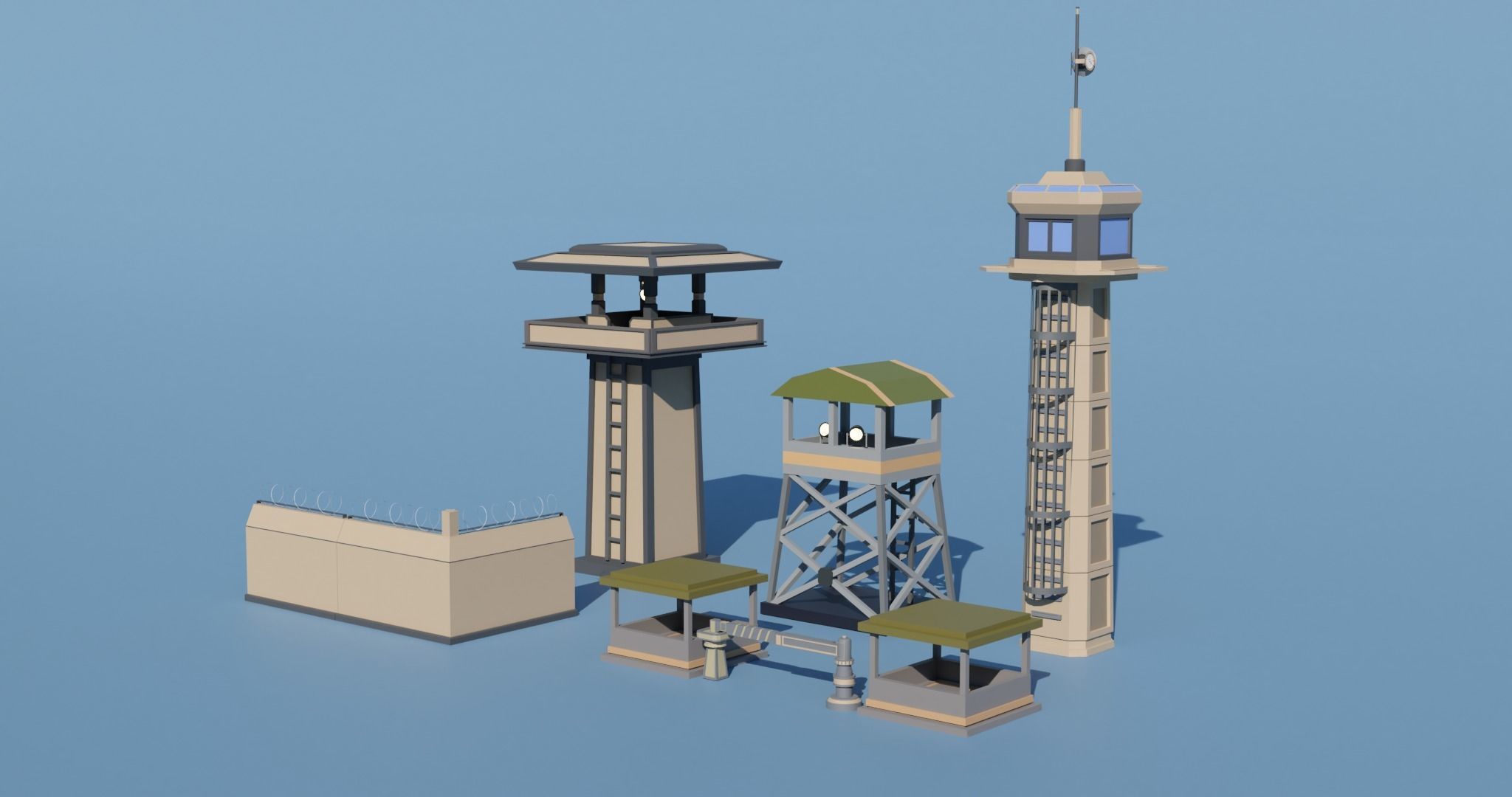 Desert military base Low-poly 3D model_5