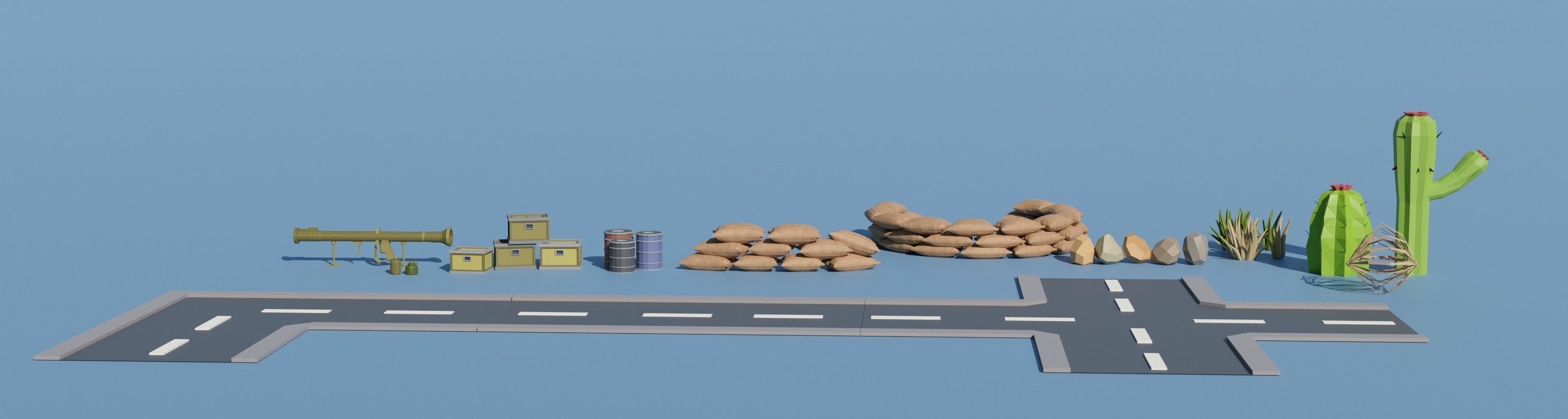 Desert military base Low-poly 3D model_6