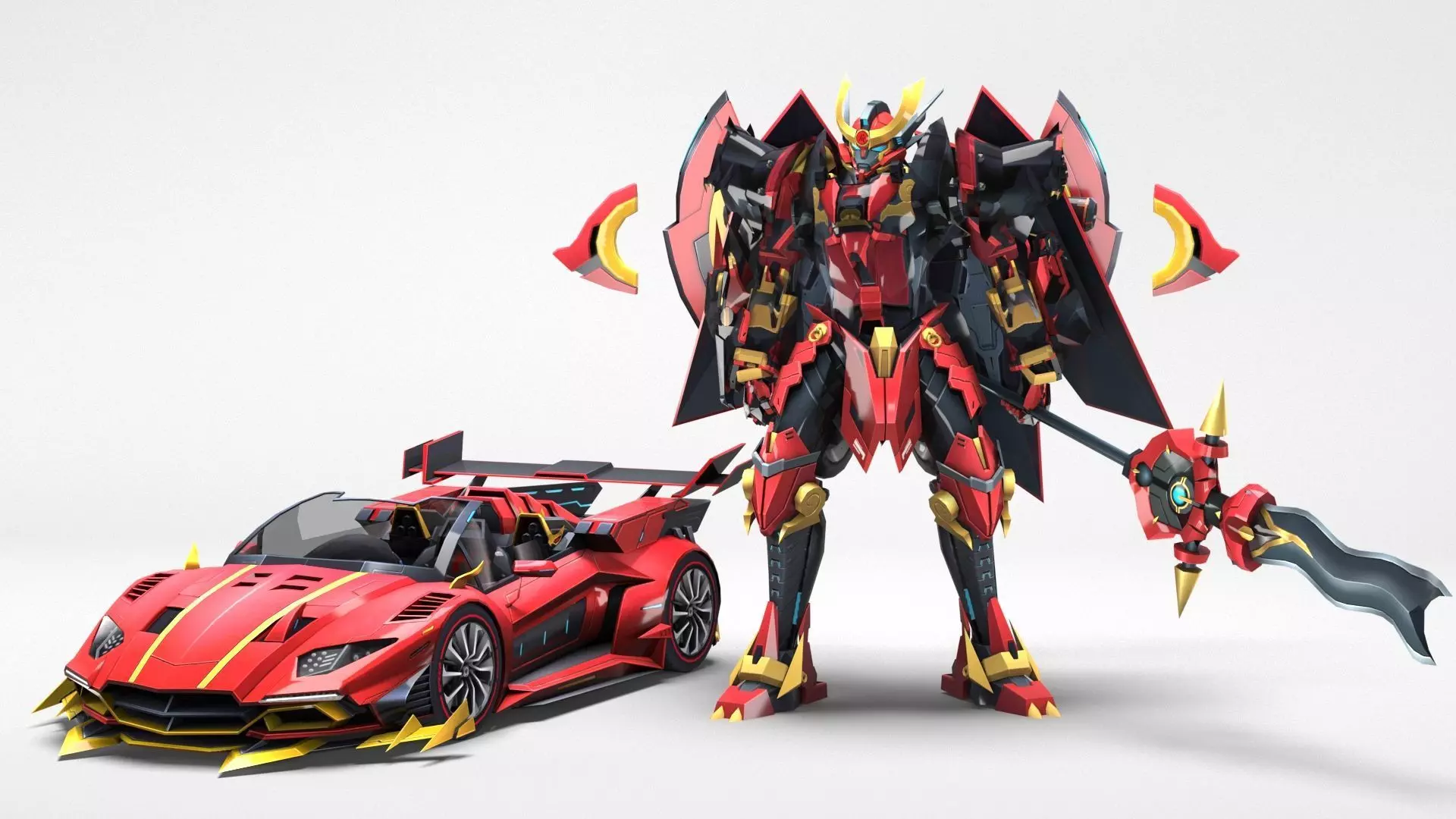 Transformer 3D Model robot and sports car 3D model_0