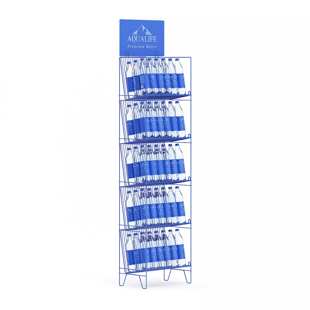 Rack with Water Bottles 3D model_0