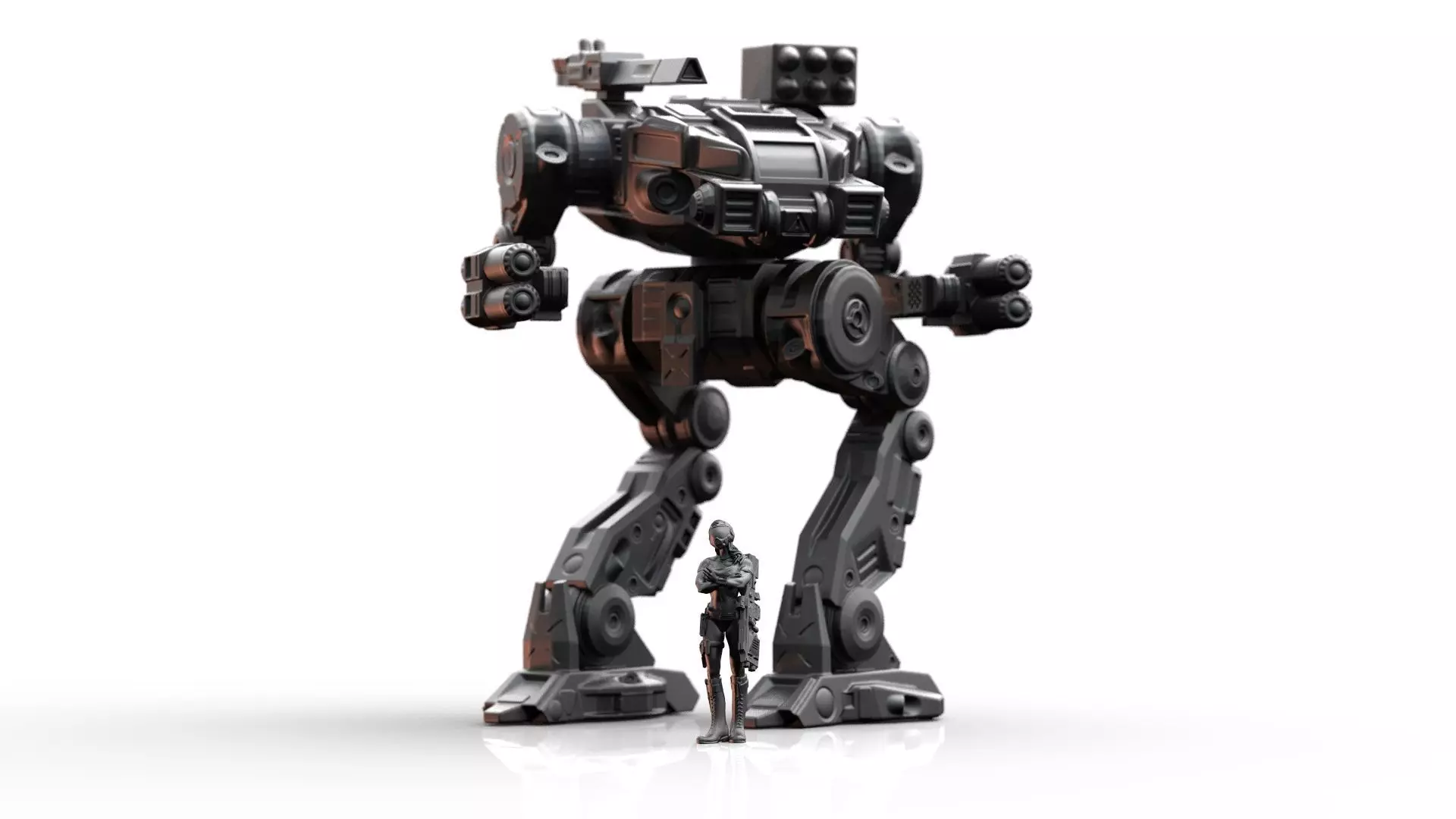 Mech- Darkest Goat with free pilot and interchangeable weapons 3D print model_0