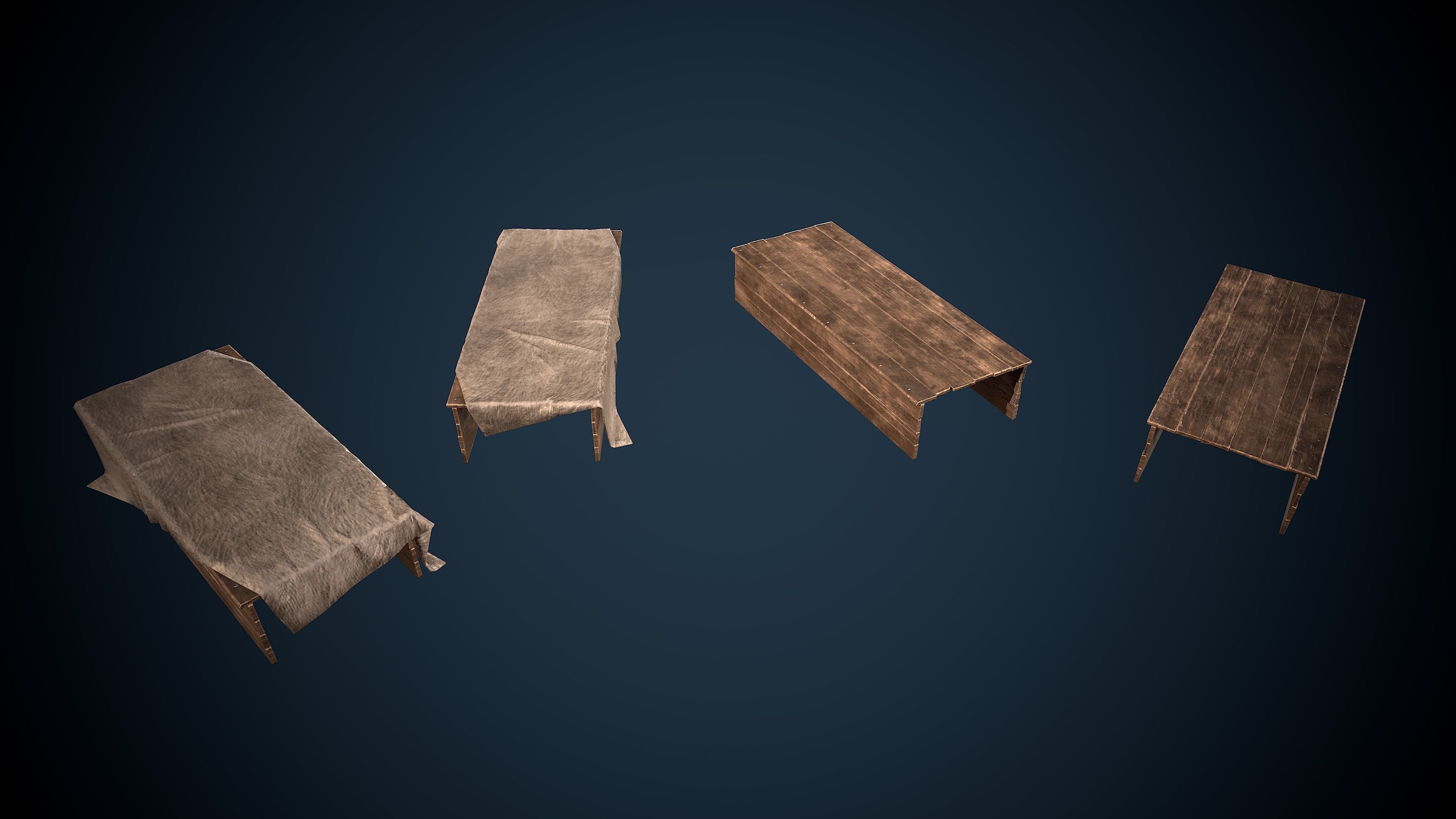 Viking Beds Game-Ready Low-poly 3D model_1