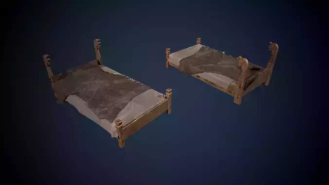 Viking Beds Game-Ready Low-poly 3D model