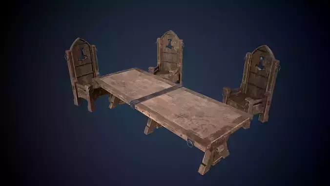 Viking Big Table and Chair Game-Ready
