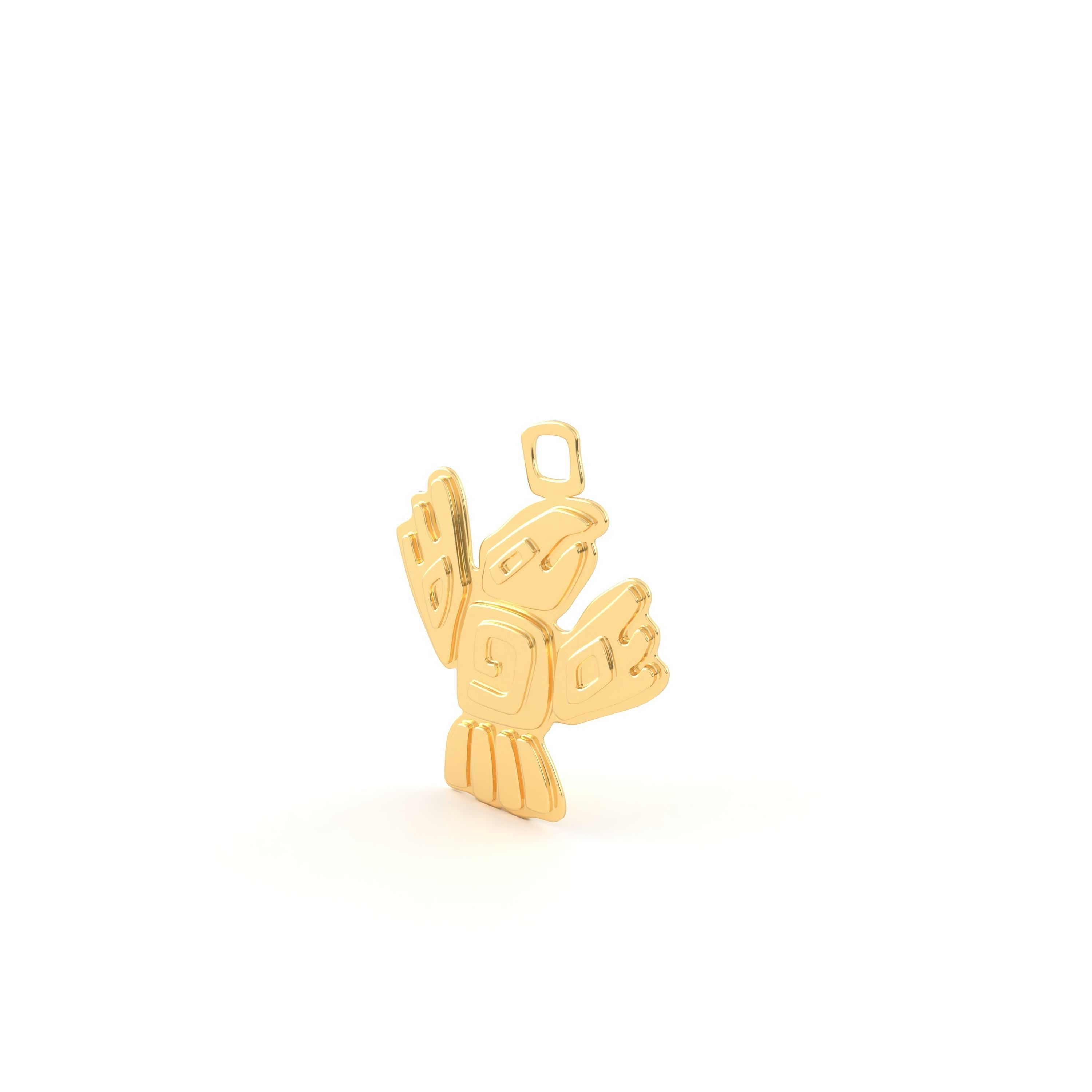 Native American pendant 02  Bird 3D print model_6