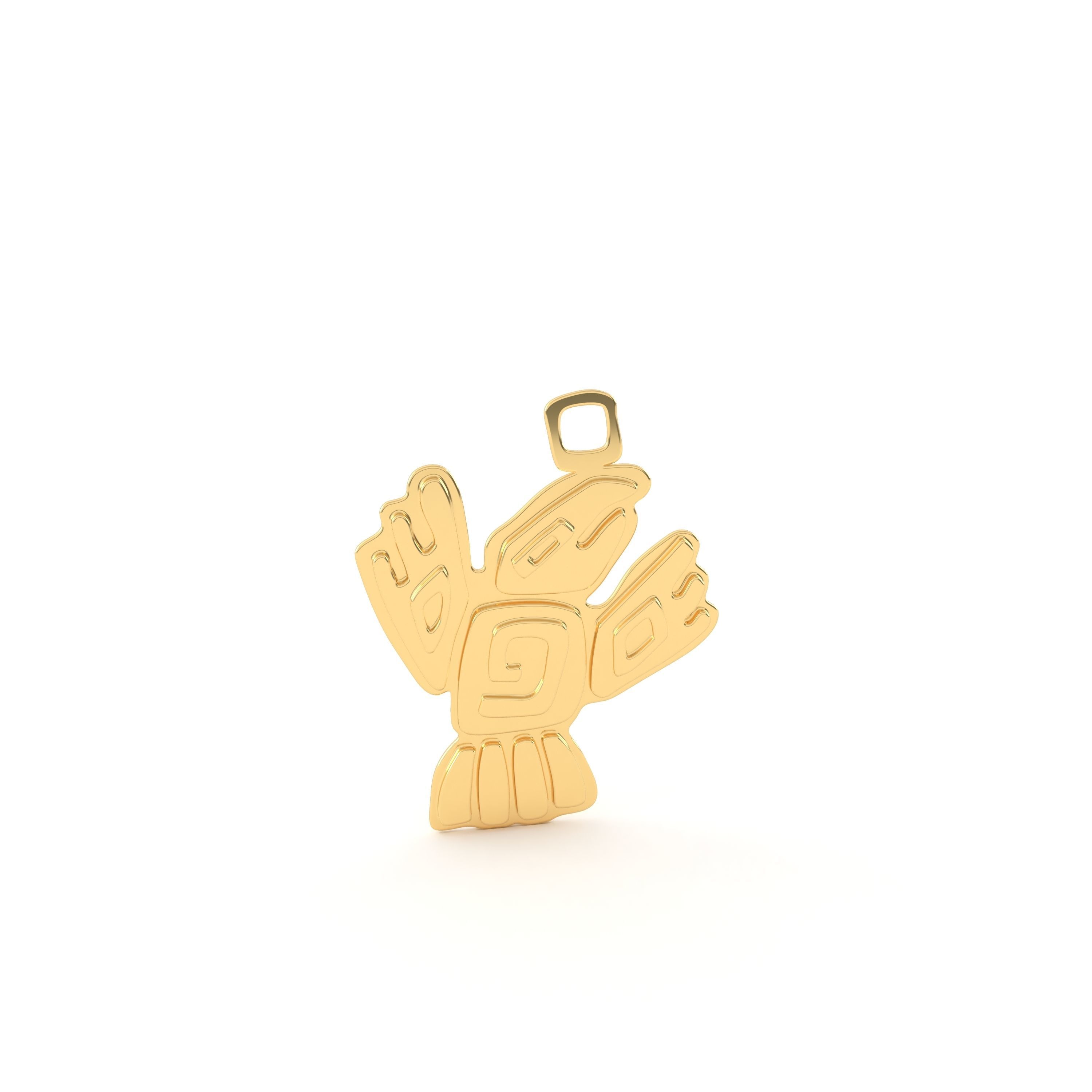 Native American pendant 02  Bird 3D print model_1