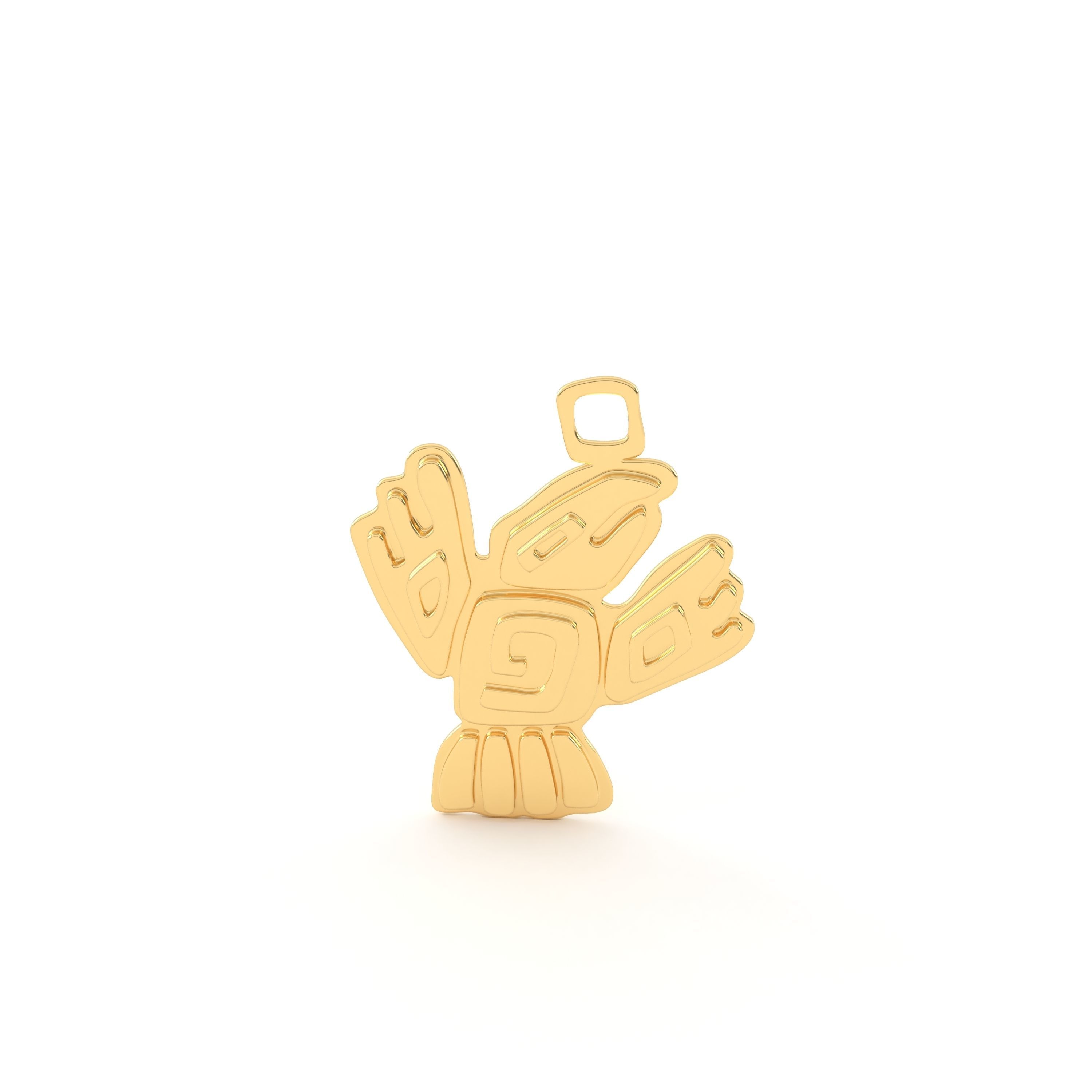 Native American pendant 02  Bird 3D print model_2