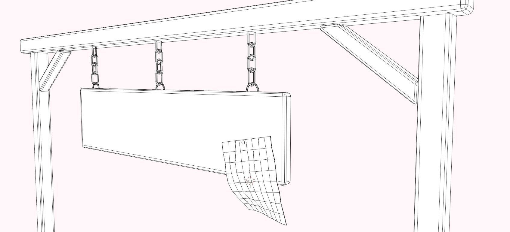 wildwest style fence Low-poly 3D model_6