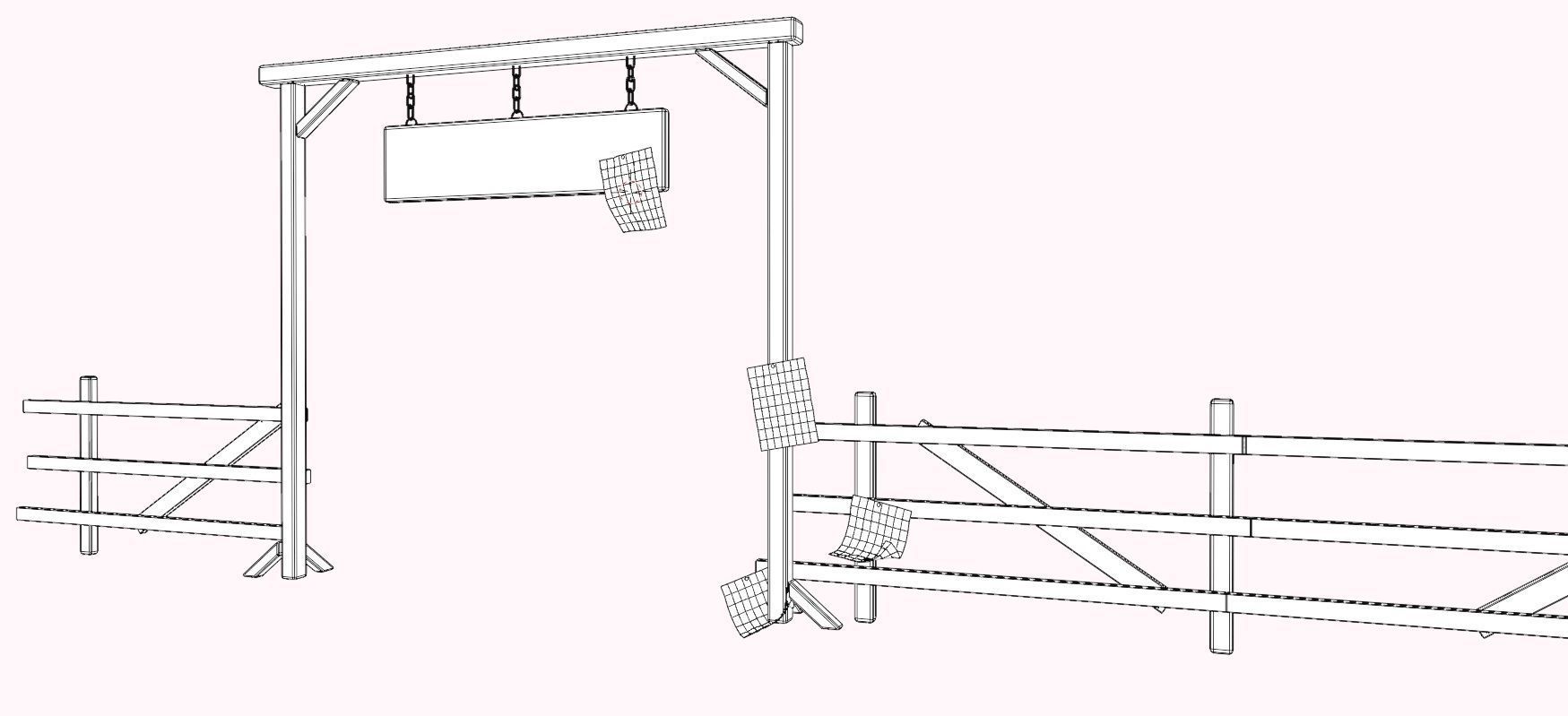 wildwest style fence Low-poly 3D model_7