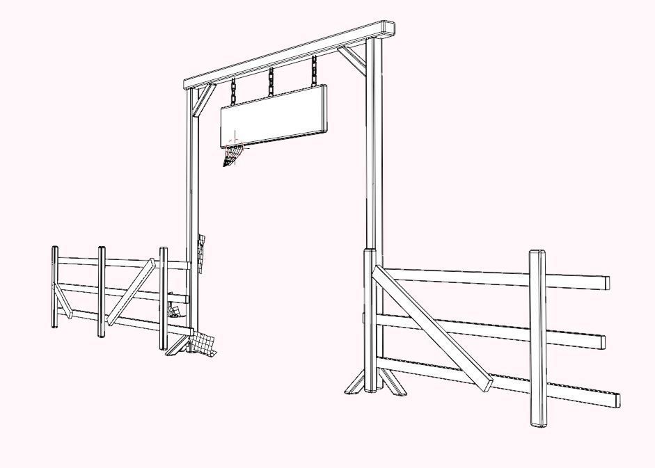 wildwest style fence Low-poly 3D model_8