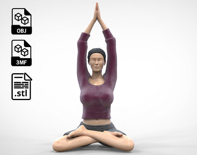 N1 Woman Doing Yoga Lotus pose 3D print model